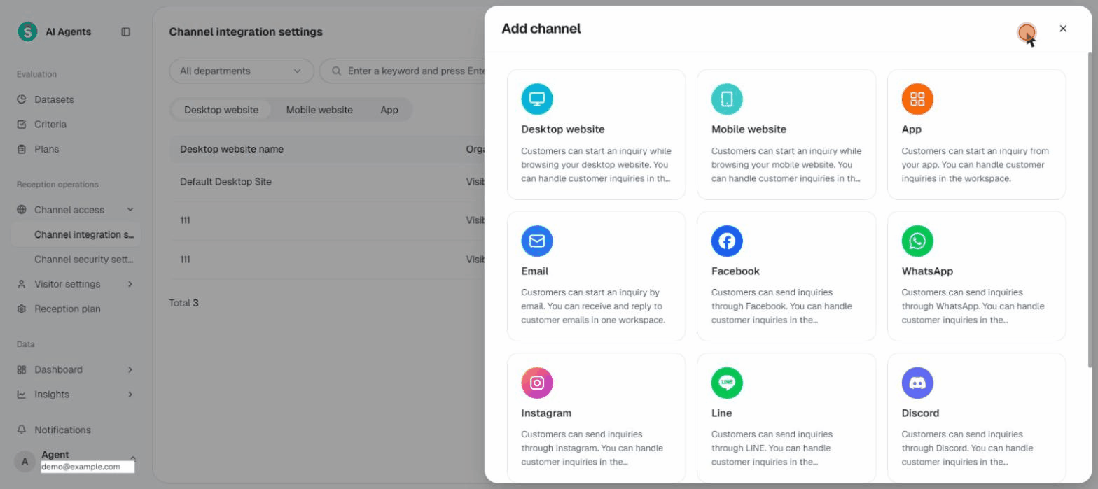 Demo: adding a channel and getting the embed code