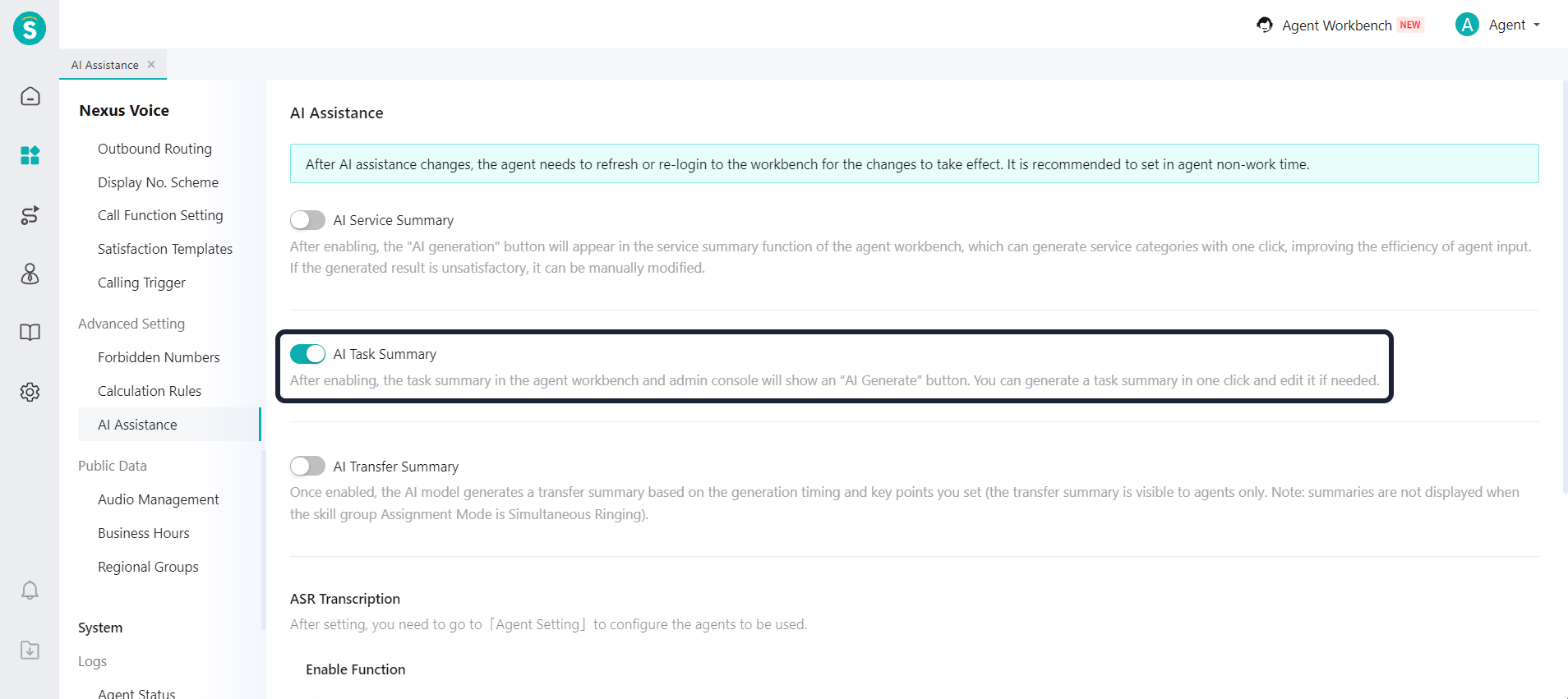 AI Assistance - AI task summary toggle