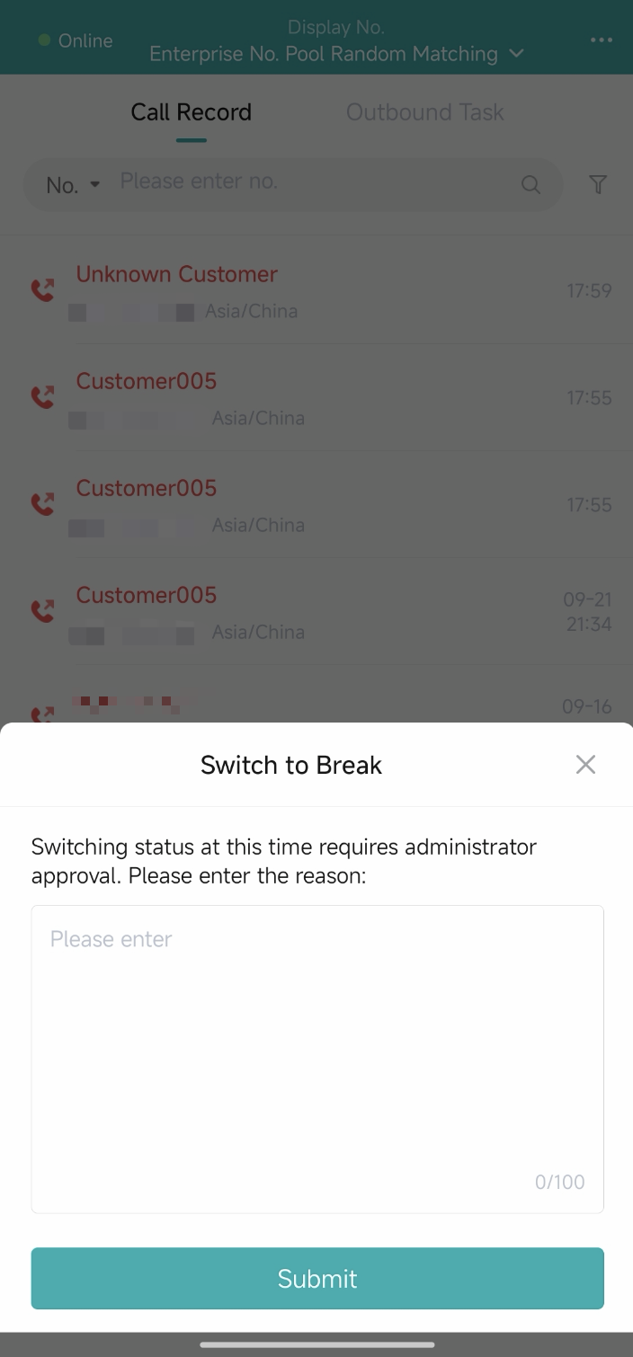 App phone bar - busy status request
