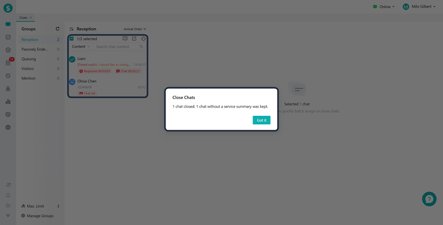 Agent Workbench - bulk close notice