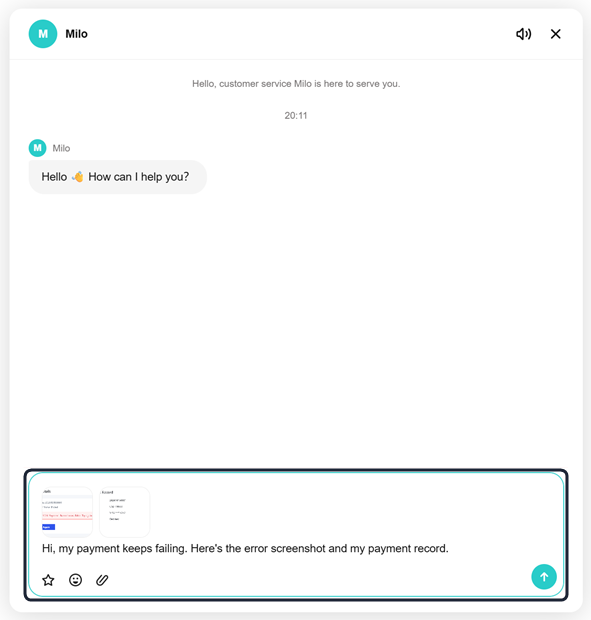 Visitor client - sending images and text together