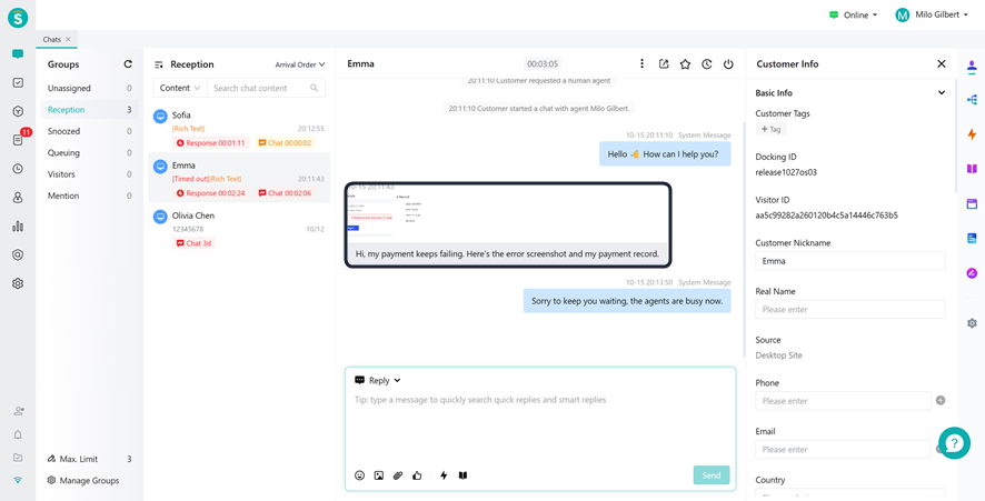 Agent Workbench - image-and-text message display