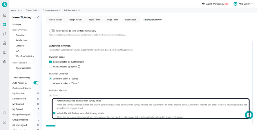 Satisfaction survey - automatic survey email
