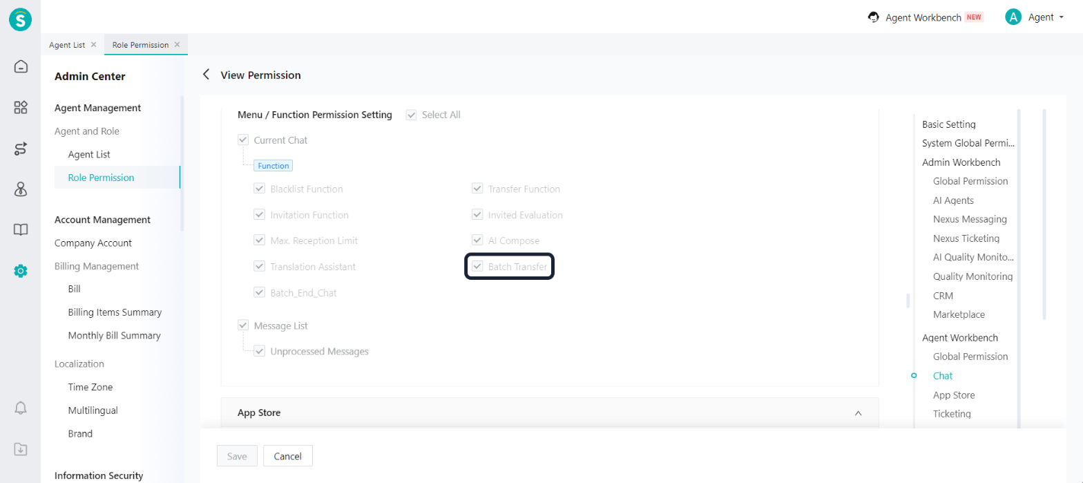 Role permissions - batch transfer